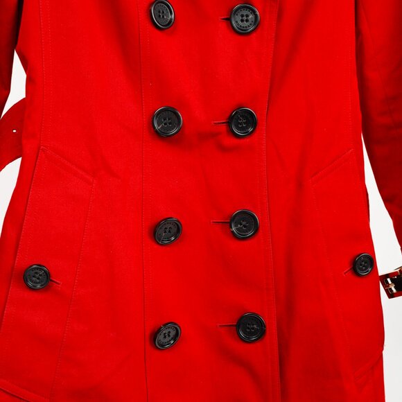 Burberry Red Cotton Belted Double-Breasted Trench Coat - Picture 10 of 16